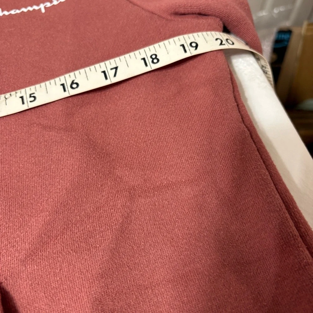 Champion Women's Powerblend Fleece Hoodie in Sandalwood Red. - Picture 6 of 8